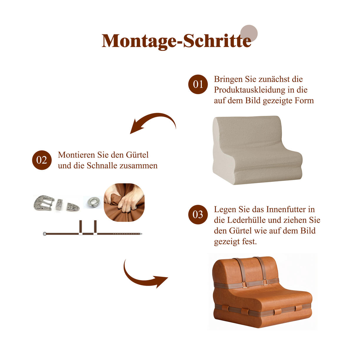SOFA aus Kunstleder wasserdicht und schmutzabweisend - Braun, Textil (73.5/60/75cm) - Vercart