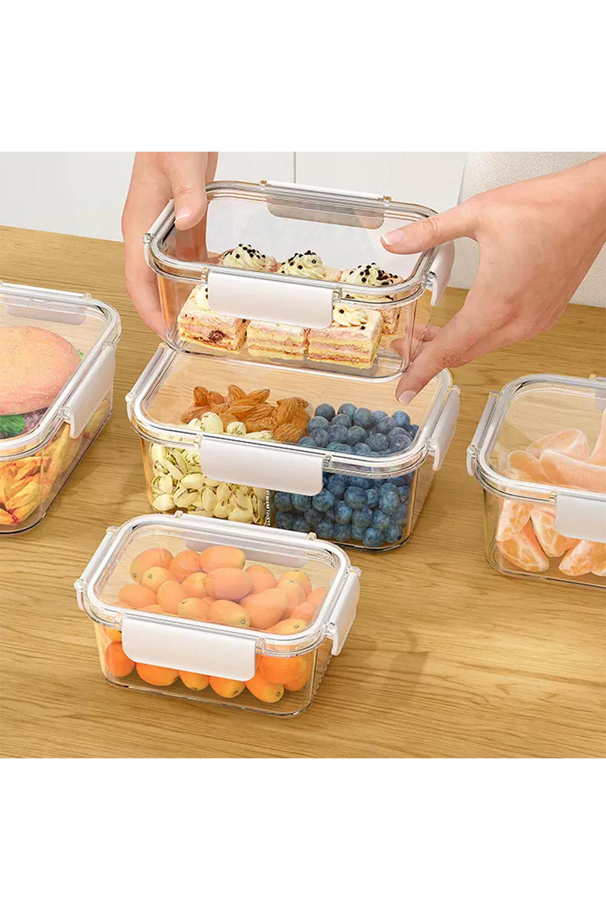 FRISCHHALTEDOSEN 3er-Set aus PP Kunststoff in Transparent Rechteckig 23 x 16,5 x 8,6 cm - Weiß, Glas (23/8.6/16.5cm) - Livingandhome
