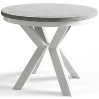 ESSZIMMERTISCH LOFT, ausziehbarer Tisch 120 cm/200 cm, Farbe: Grau, mit Metallbeinen in Farbe Weiß - Weiß/Grau, Holzwerkstoff (120/120/76cm) - Alpi-Möbel