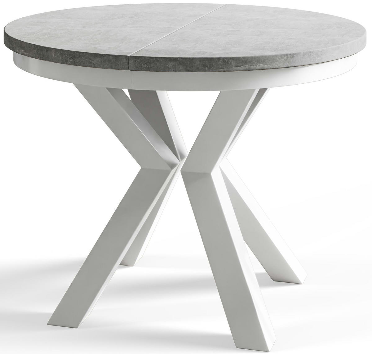 ESSZIMMERTISCH LOFT, ausziehbarer Tisch 120 cm/200 cm, Farbe: Grau, mit Metallbeinen in Farbe Weiß - Weiß/Grau, Holzwerkstoff (120/120/76cm) - Alpi-Möbel