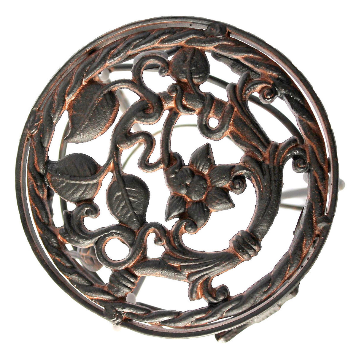 BLUMENHOCKER rund Metall Braun antik 19/19/52 cm - Braun, Metall (19/52/19cm) - DanDiBo