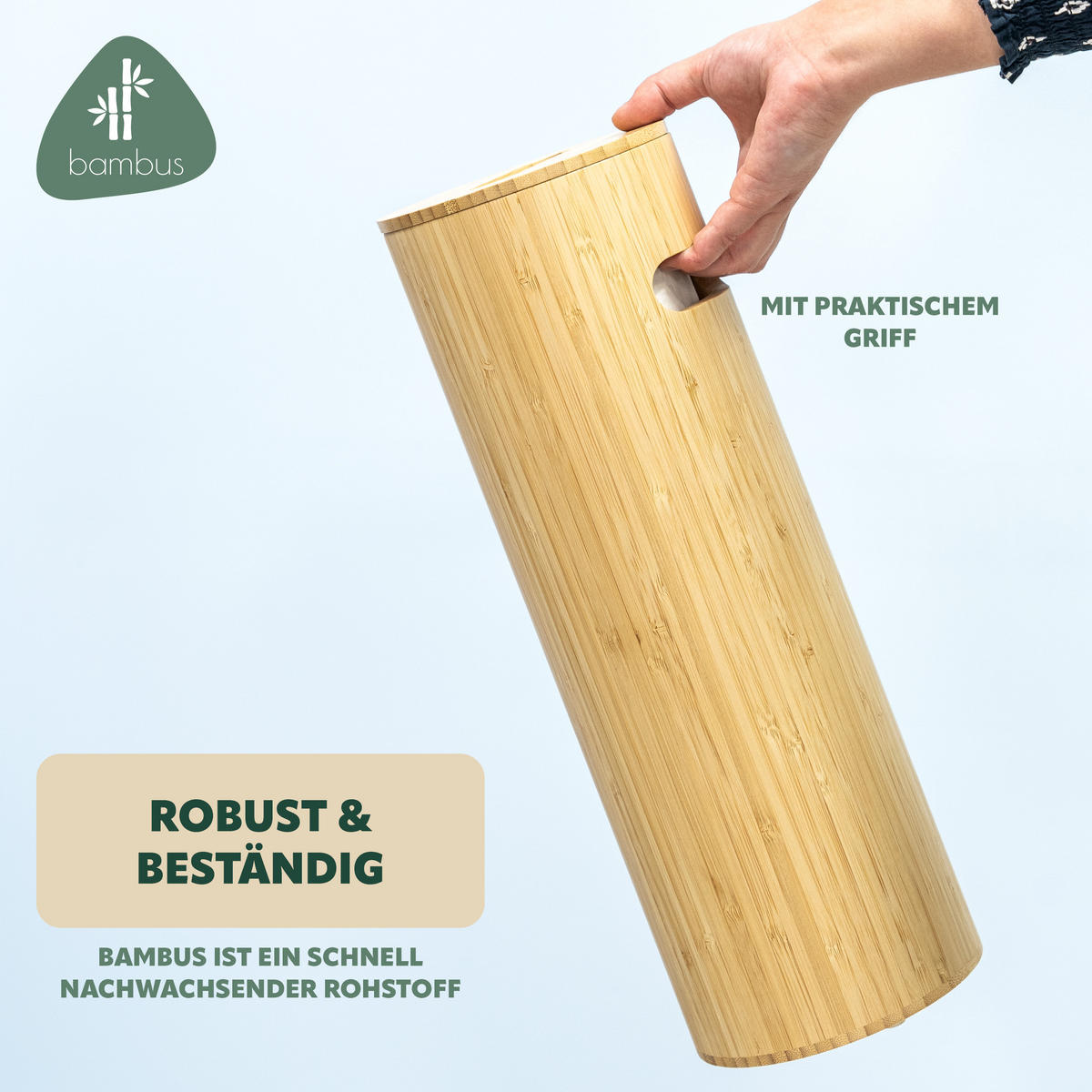 TOILETTENPAPIERAUFBEWAHRUNG, für 4 Rollen, Bambus - Braun, Holz (14.5/42/14.5cm) - eluno