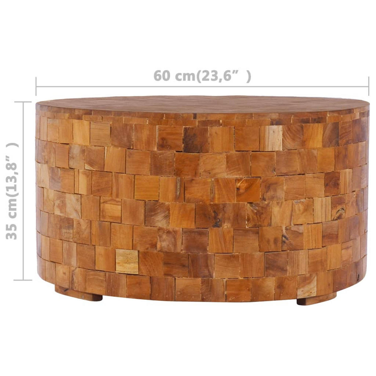 COUCHTISCH 60x60x35 cm Teak Massivholz - Braun, Holzwerkstoff (60/60/35cm) - furnicato