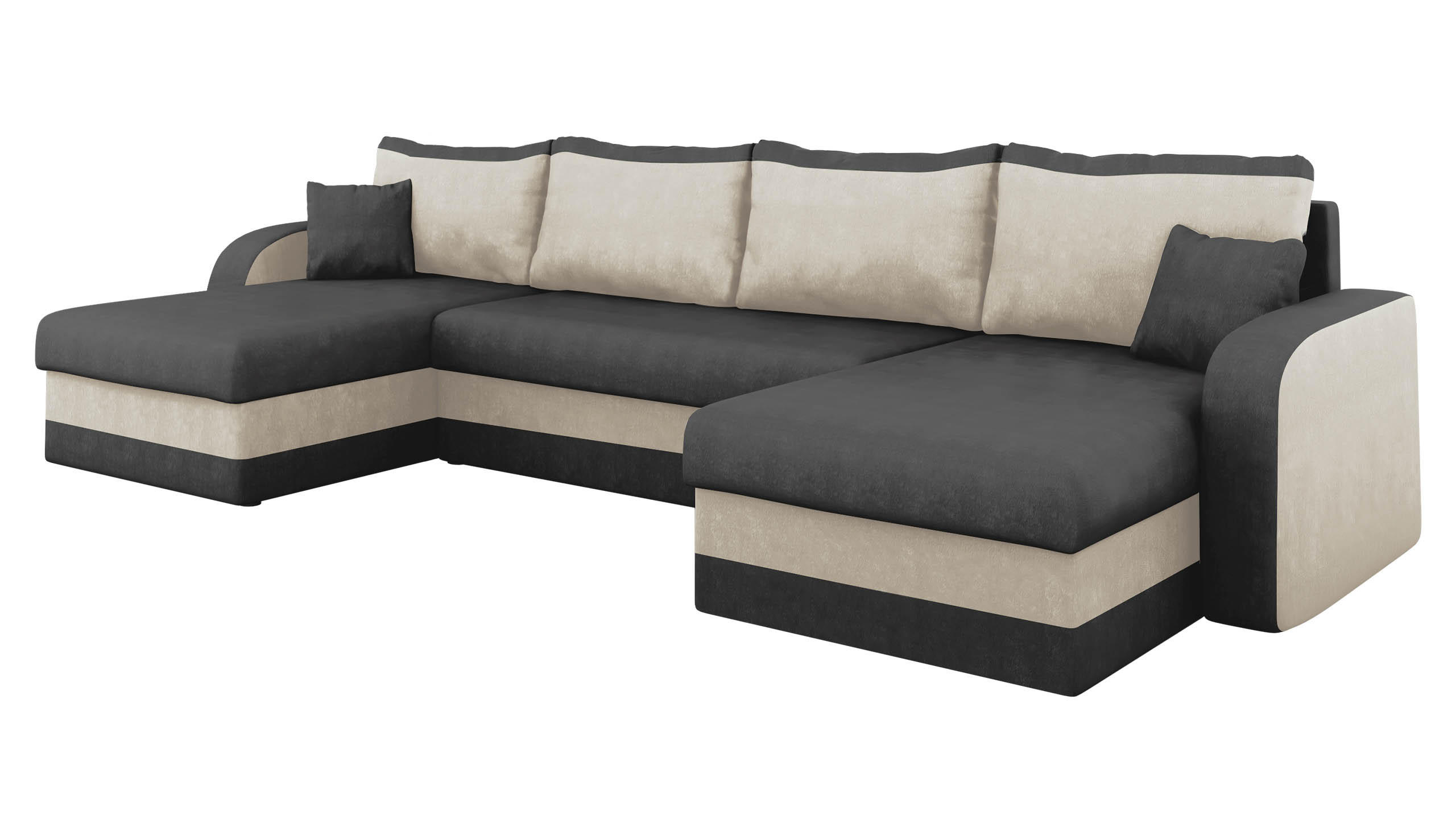 ECKSOFA Kris U - Hellgrau/Schwarz, Holz/Kunststoff (304/80/140cm) - MIRJAN24