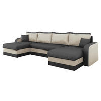 ECKSOFA Kris U - Hellgrau/Schwarz, Holz/Kunststoff (304/80/140cm) - MIRJAN24