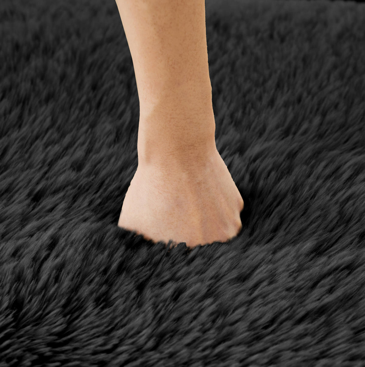 ECKSOFA 291/179/73 cm schwarz aus Plüsch mit U-Form, rutschfester Basis und Kissen - Schwarz, Textil (179/291cm) - OKWISH