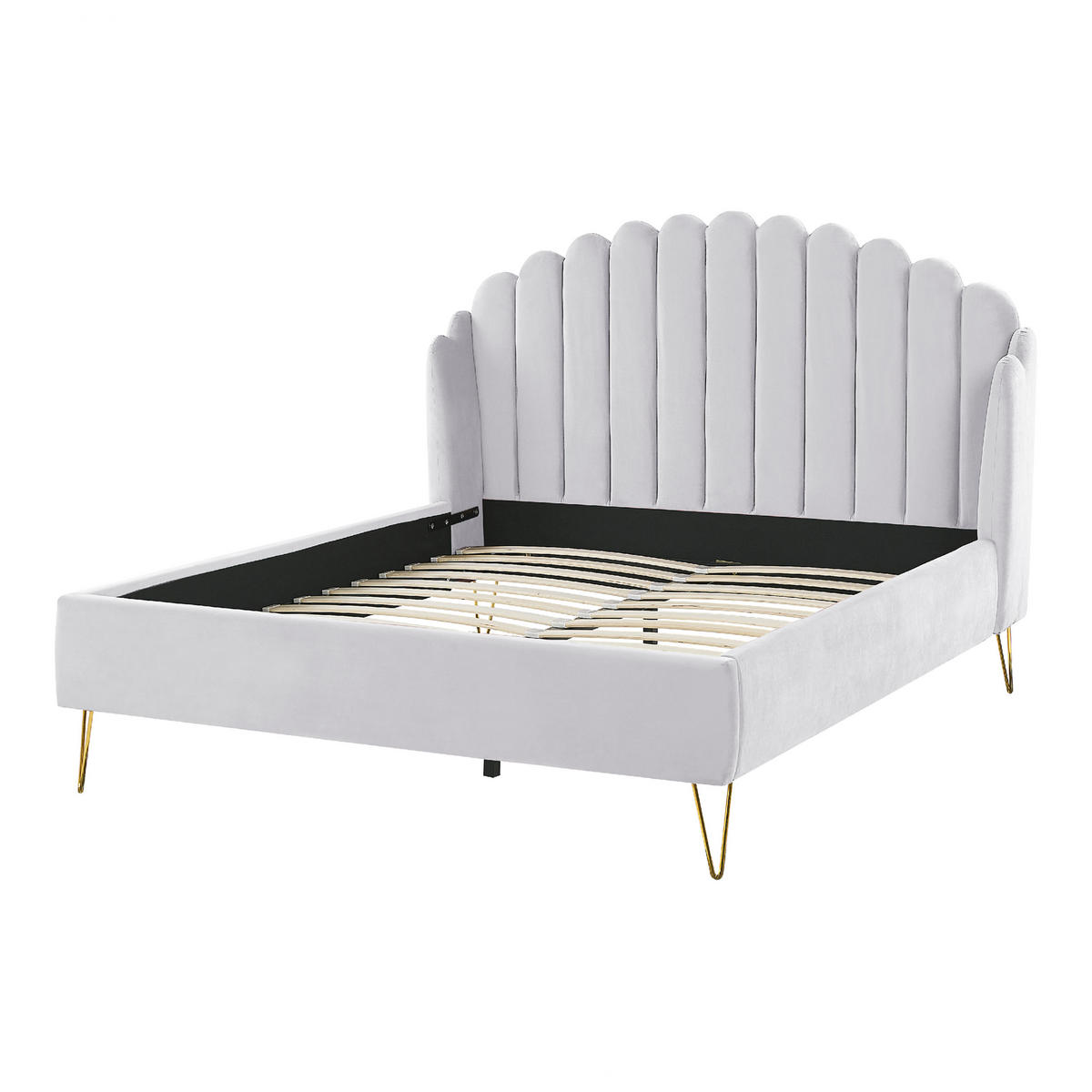 POLSTERBETT 140/200cm Hellgrau Ambillou - Hellgrau, Textil (140/200cm) - Beliani