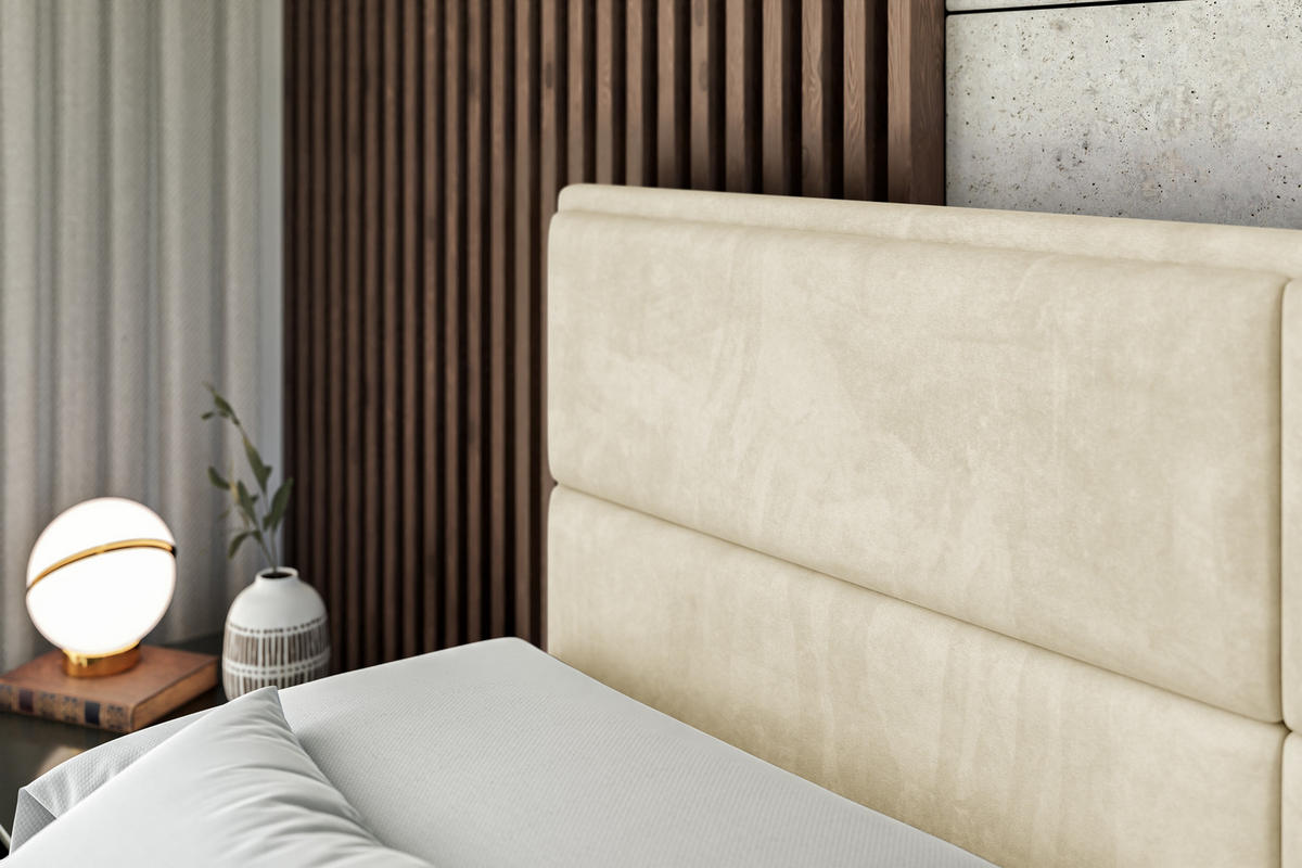 BOXBETT mit Matratze H4 und Lattenrost - AURA - 200x200 - H4 - Beige - Beige, Holzwerkstoff (200/200cm) - ALTDECOR