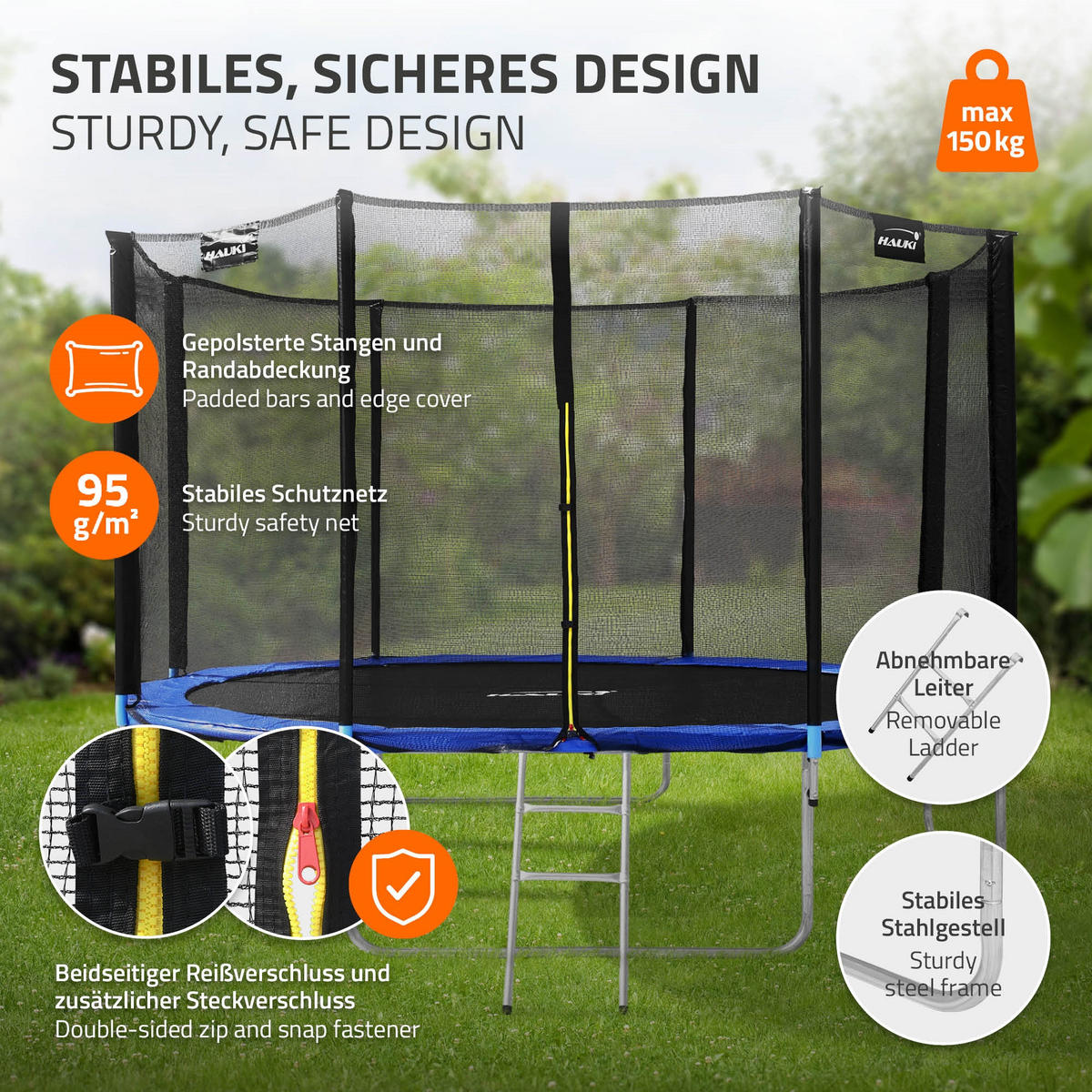 TRAMPOLIN 427 cm blau - Blau, Metall (427/260/427cm) - Hauki