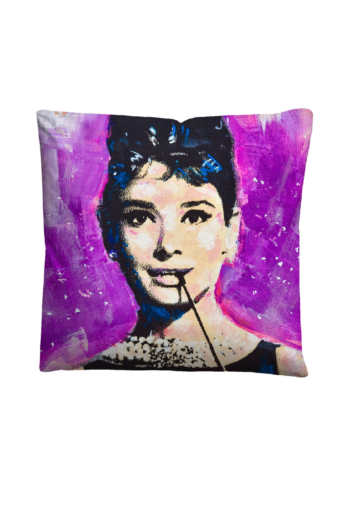 BETTWÄSCHE-GARNITUR Mikrofaser Audrey Hepburn viola, 155x220 cm + 80x80 cm - Violett, Textil (155/220cm) - SID Maurer