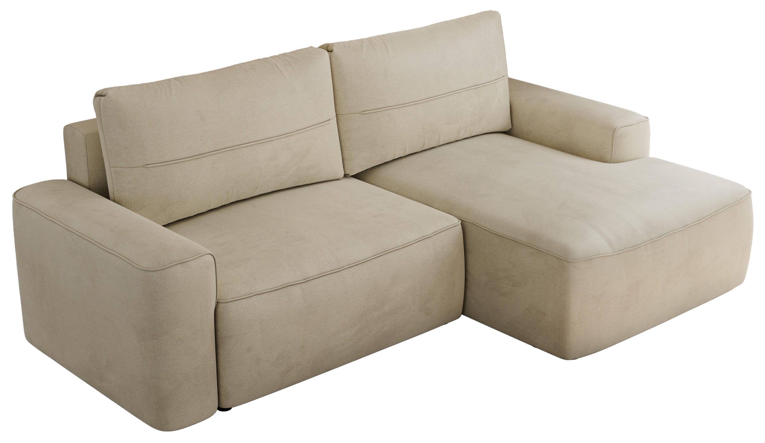 ECKSOFA BELLUNO L Beige Velvet - Rechts - Beige/Schwarz, Textil (233/144cm) - MKS