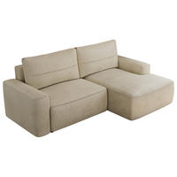 ECKSOFA BELLUNO L Beige Velvet - Rechts - Beige/Schwarz, Textil (233/144cm) - MKS