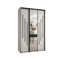 SCHWEBETÜRENSCHRANK 235,2/160/45 3-türig - Schwarz/Weiß, Holz/Metall (160/235/45cm) - Abiks Möbel