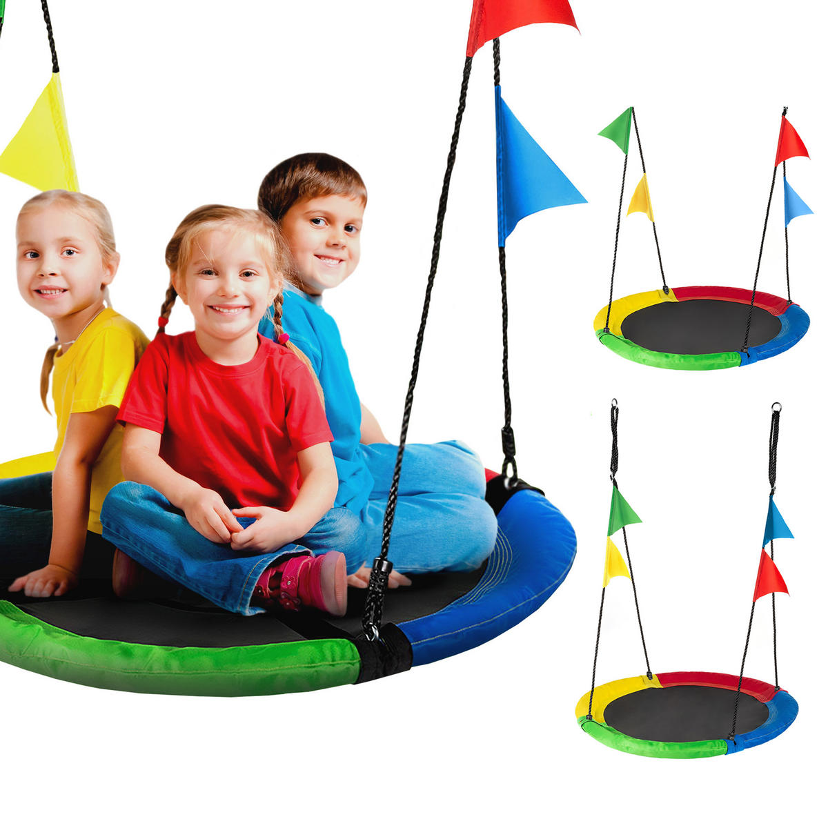 NESTSCHAUKEL bis 150 kg, 100 cm Durchmesser - Multicolor, Textil (100/160/100cm) - Luverno