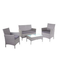 POLY-RATTAN GARTEN-GARNITUR Grau - Anthrazit/Grau, Kunststoff - MCW