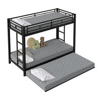 ETAGENBETT 90x200cm Schwarz Metall Ausziehbett EN747 hohe Geländer - Schwarz, Metall (90/200cm) - FLIEKS