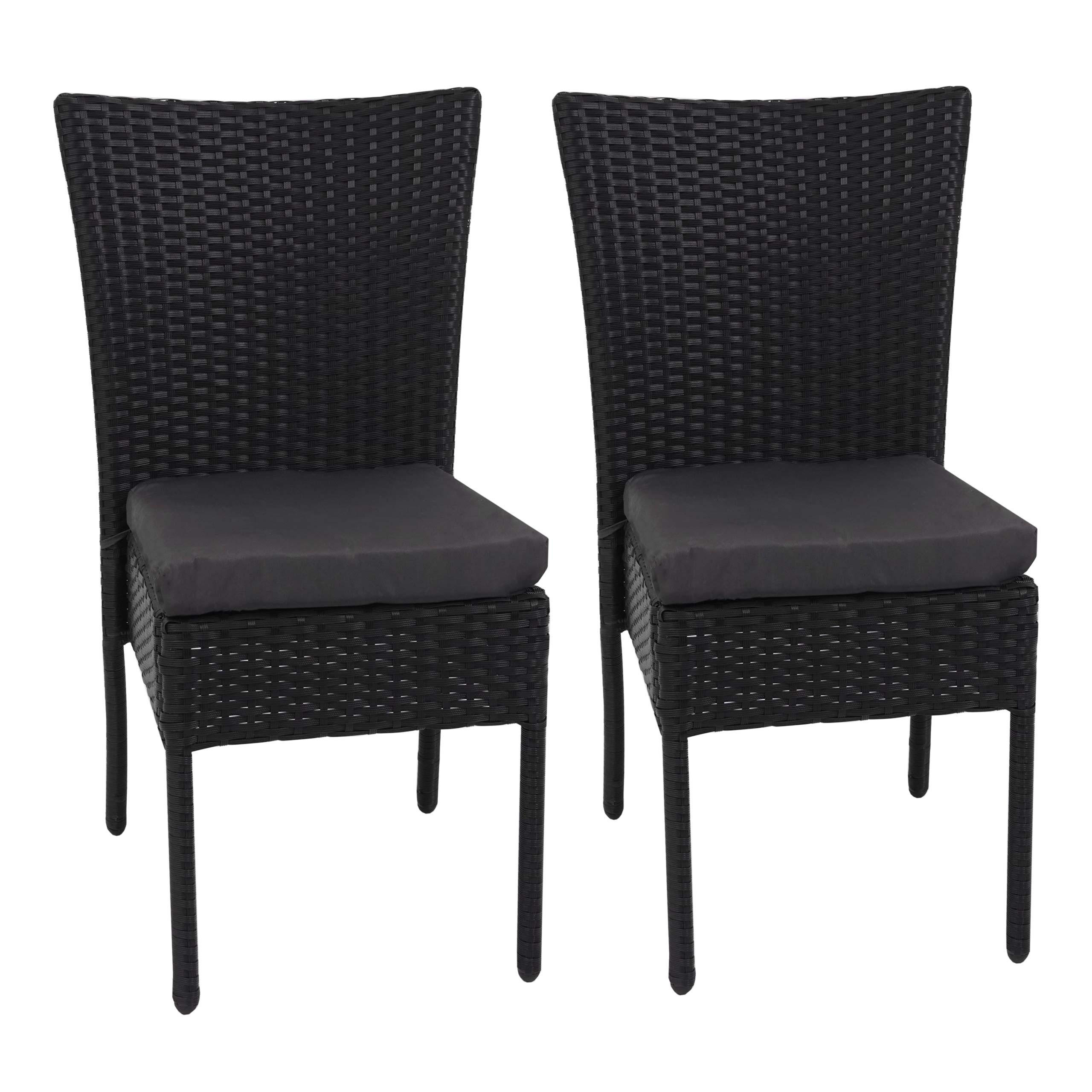 POLY-RATTAN STUHL Schwarz, Anthrazit 2er-Set - Anthrazit/Schwarz, Kunststoff (52/90/58cm) - MCW