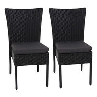 POLY-RATTAN STUHL Schwarz, Anthrazit 2er-Set - Anthrazit/Schwarz, Kunststoff (52/90/58cm) - MCW