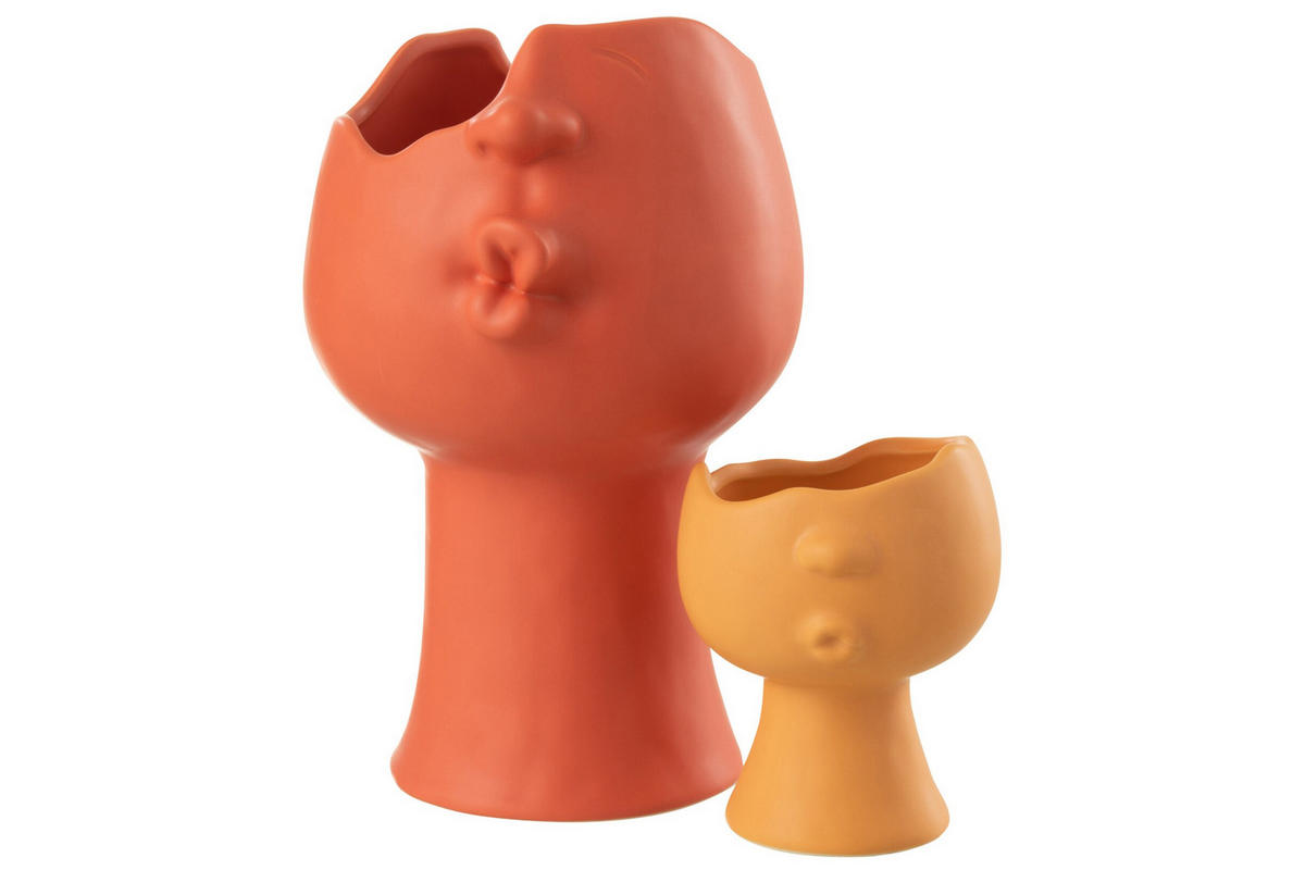 BLUMENTOPF ENYA - Porzellan - Gelb - Ø 17 cm - Orange, Keramik (17/30cm) - J-Line