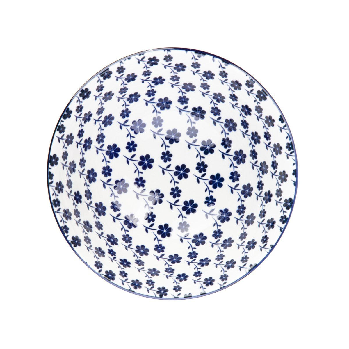 SCHALENSET Navia dunkelblau geblümt 15 cm 6er-Set - Dunkelblau, Keramik (15cm) - Homla