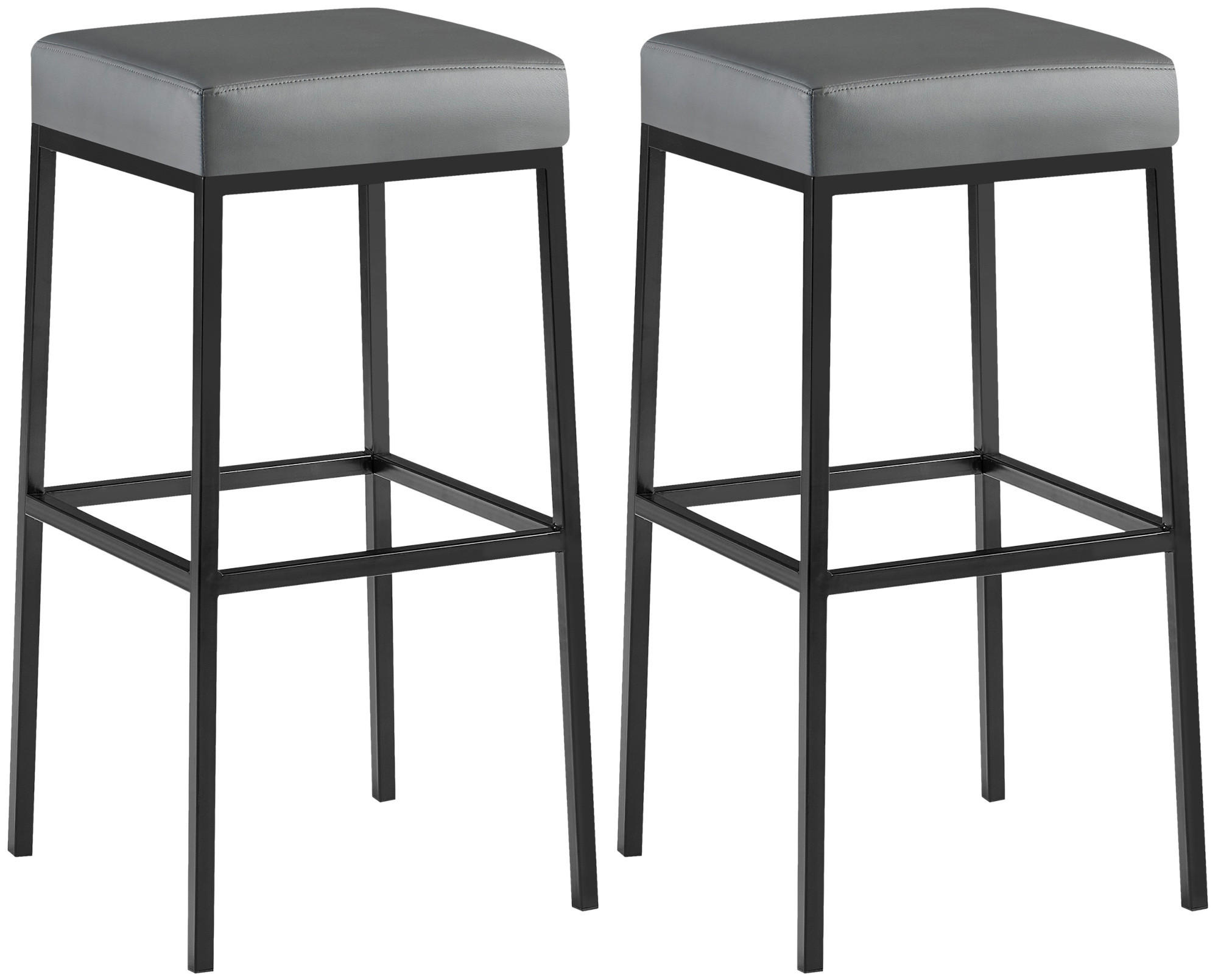 BARHOCKER 2er Set Lederlook grau - Schwarz/Grau, Textil/Metall (37/78/37cm) - CLP