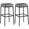 BARHOCKER 2er Set Lederlook grau - Schwarz/Grau, Textil/Metall (37/78/37cm) - CLP