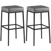 BARHOCKER 2er Set Lederlook grau - Schwarz/Grau, Textil/Metall (37/78/37cm) - CLP