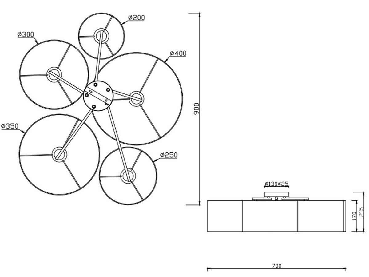 LED-DECKENLEUCHTE 5x Stoff Lampenschirmen Grau, Schwarz, Weiß, Breite 90cm - Schwarz/Weiß, Textil (70/90/21cm) - meineWunschleuchte