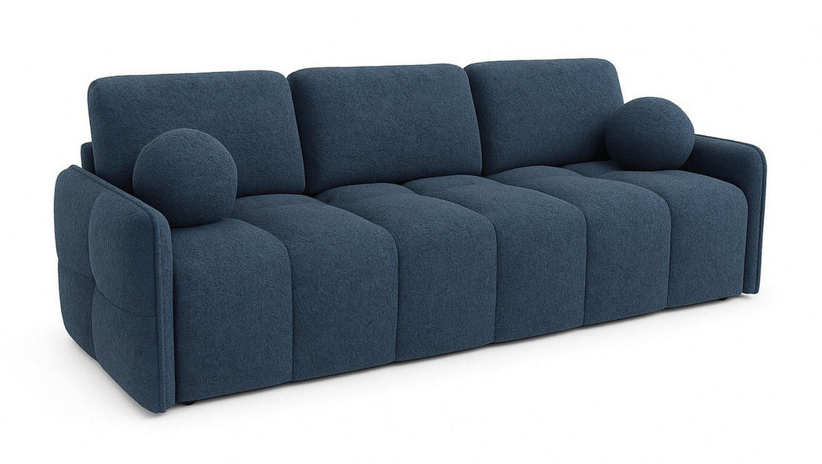SCHLAFSOFA EMILI, Sofa mit Schlaffunktion und Bettkasten, Farbe: Blau, Bouclé-Stoff - Blau, Textil (212/95/90cm) - Sepro Meble