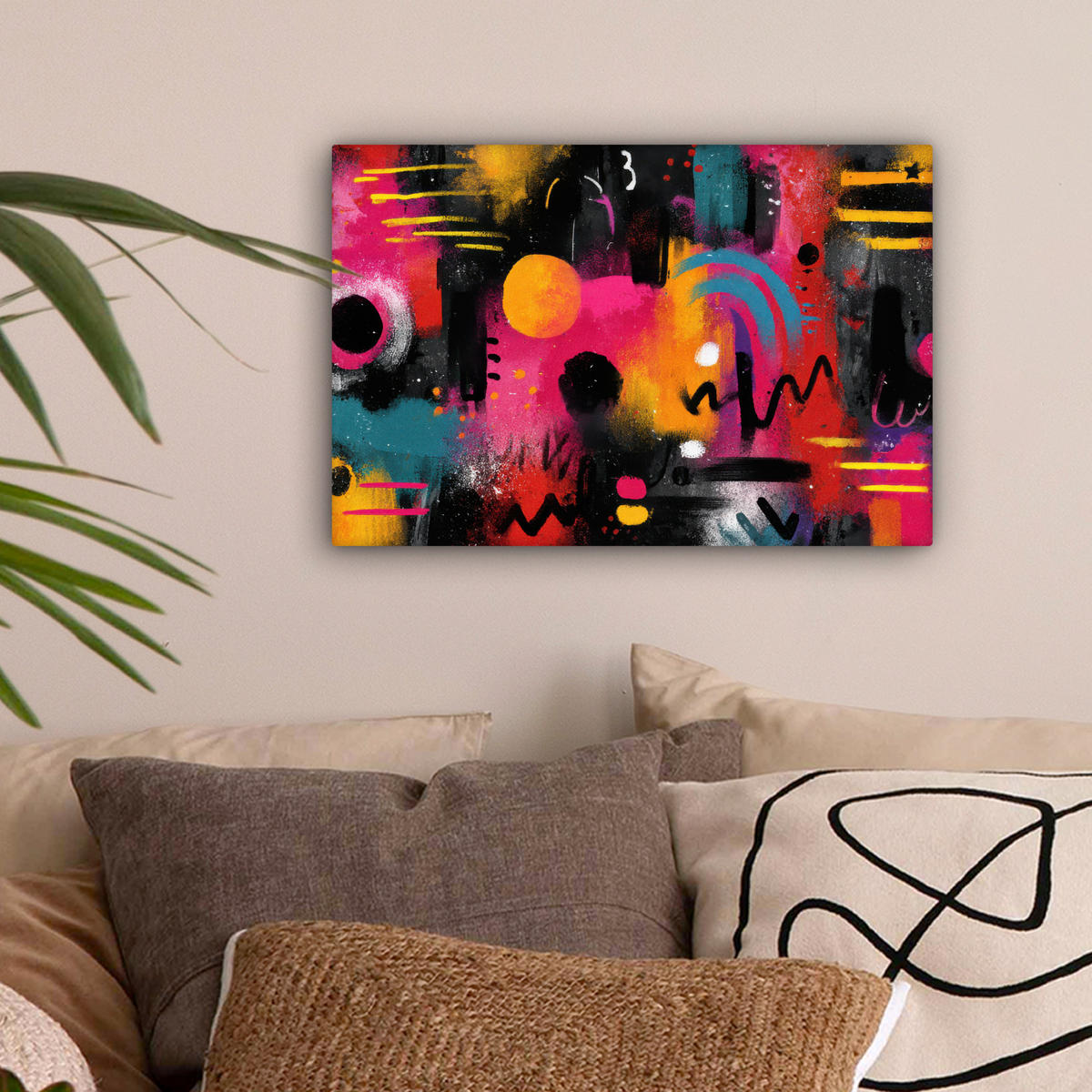 LEINWANDBILD Farbflächen - Formen - Bunt - Abstrakt Deko Schlafzimmer 30x20 cm - Pink, Textil (30/20cm) - MuchoWow