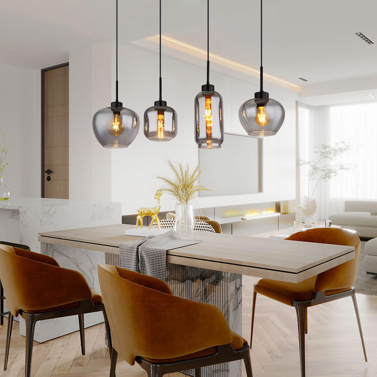 HÄNGELEUCHTE Metall Rauchglas Grau - Grau, Glas (99.5/24/120cm) - Globo Lighting