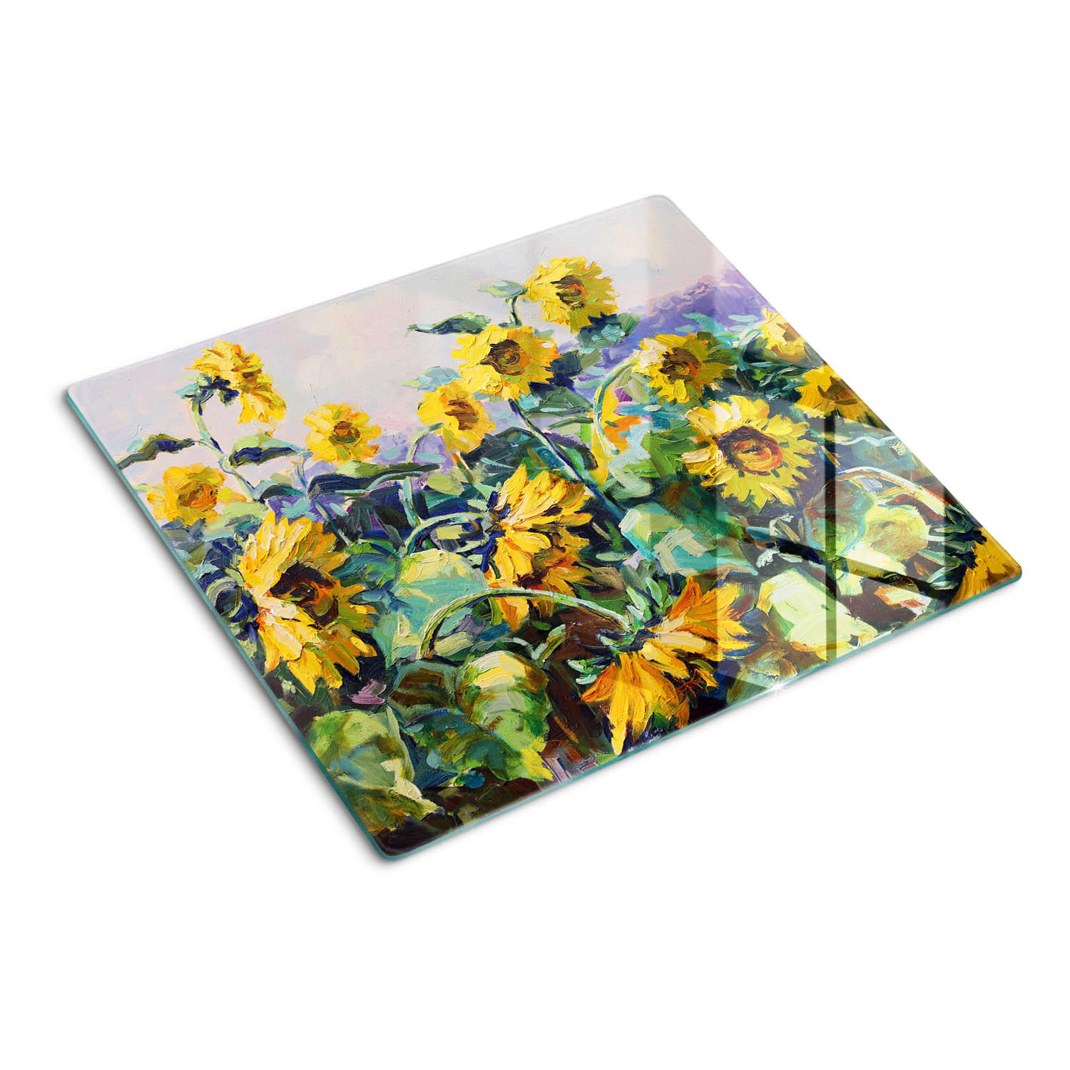 GLASPLATTE 60x52 cm Sonnenblumen - Gelb, Glas (60/0.4/52cm) - TULUP