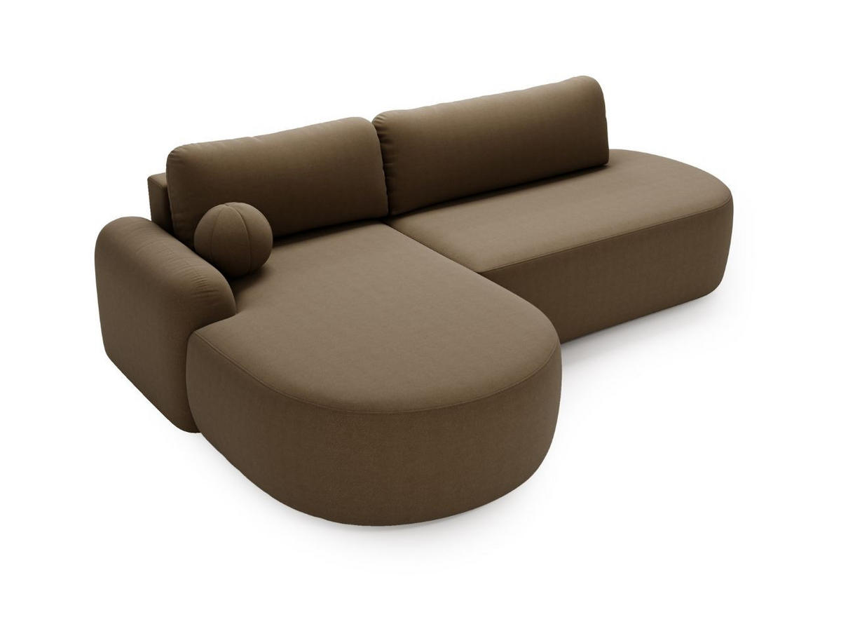 ECKSOFA Aurio O Bouclé-Stoff Braun Links - Braun, Holz/Textil (271/177cm) - Graingold