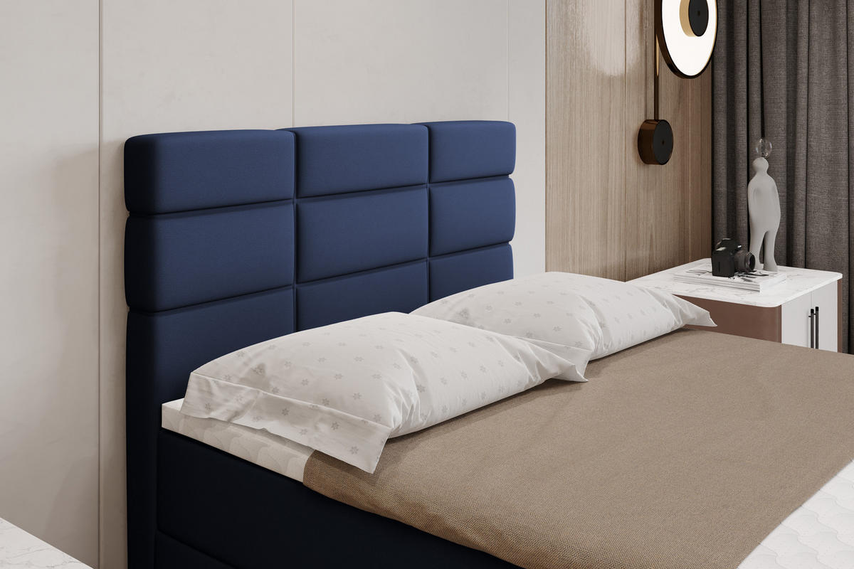 BOXBETT Reve 120 x 200 cm mit Bettkasten und Lattenrost ohne matratze - dunkelblau - Dunkelblau, Holz (120/200cm) - Panda Möbel
