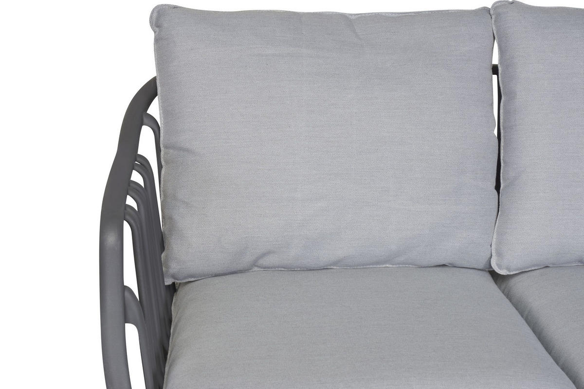 LOUNGESET 4tlg. Moroni, Grau, Kunsstoff - Grau, Kunststoff/Metall - dasmöbelwerk