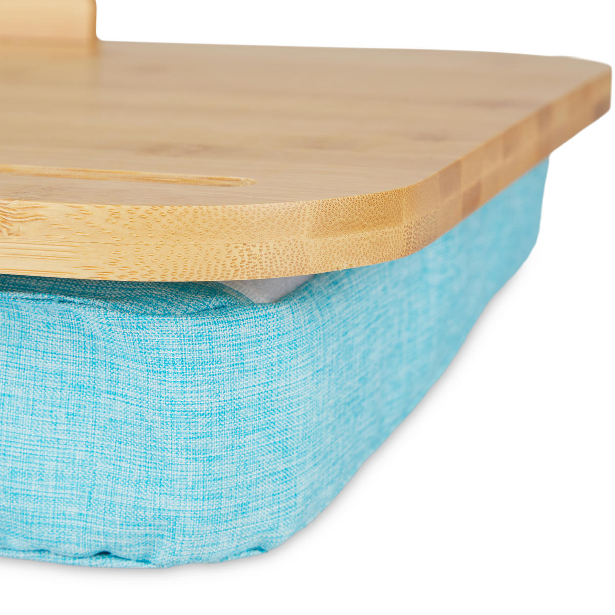 LAPTOPKISSEN Natur Blau Bambus 8x51x36 cm - Multicolor, Holz/Textil (36/51/8cm) - Relaxdays