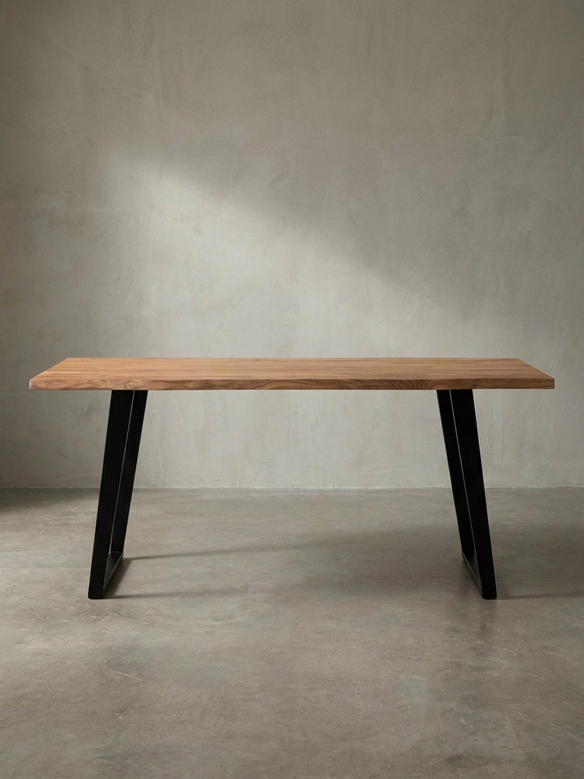 SCHREIBTISCH Massivholz Baumkante U-Gestell Handarbeit ATOLL, Goldbraun-Schwarz 120x60x76 cm - Schwarz/Braun, Holz/Metall (120/60/76cm) - KADIMA DESIGN