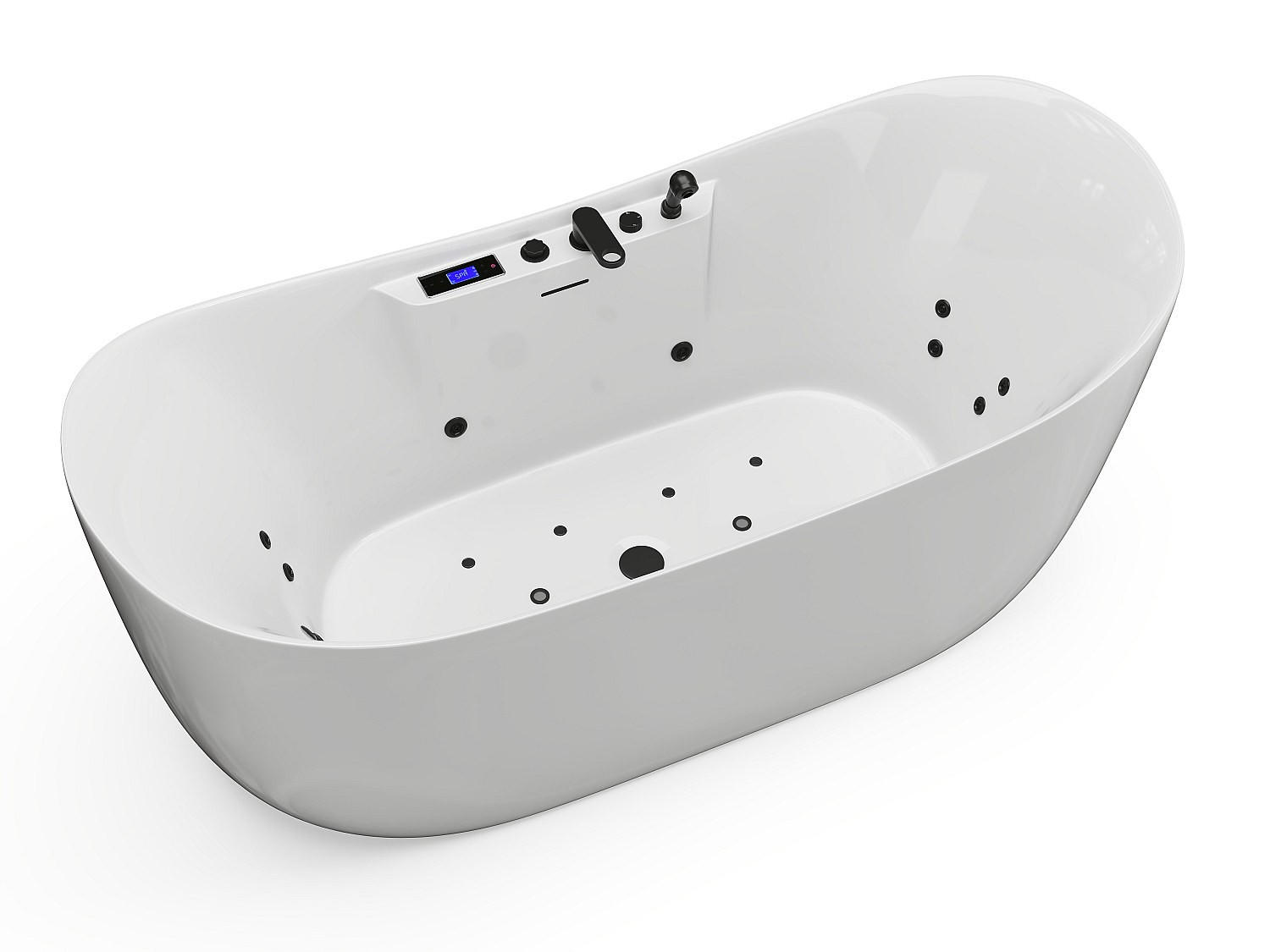 WHIRLPOOLBADEWANNE - 1 Person - acryl - weiß Bolaza - Weiß, Kunststoff (180/74/80cm) - Vente-Unique
