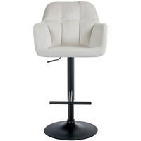 BARHOCKER Nardo Samt schwarz creme - Schwarz/Naturfarben, Textil/Metall (57/118/59cm) - TPFLiving