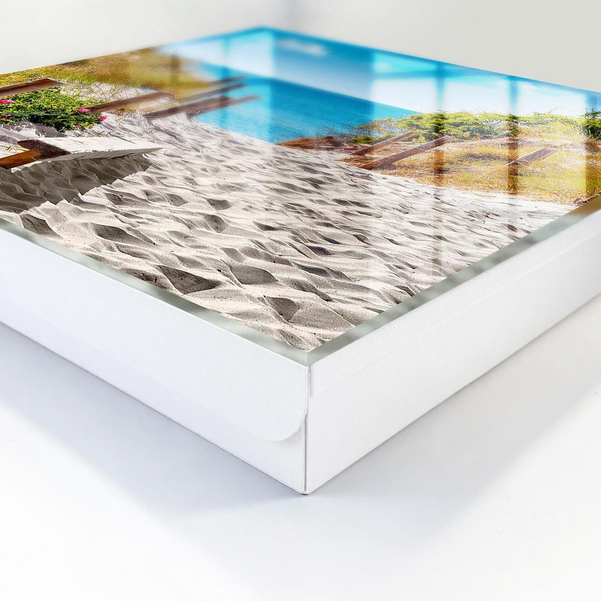 SCHLÜSSELBOX Weiß 30x30 cm – Türöffnung nach rechts - Küstenweg - Blau, Metall (30/30/5cm) - TULUP