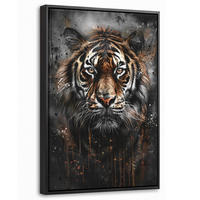 LEINWAND Bilder mit Rahmen - Tiger - Tiere - Porträt - Luxus - Schwarz - 20x30 - Braun, Textil (20/30cm) - MuchoWow