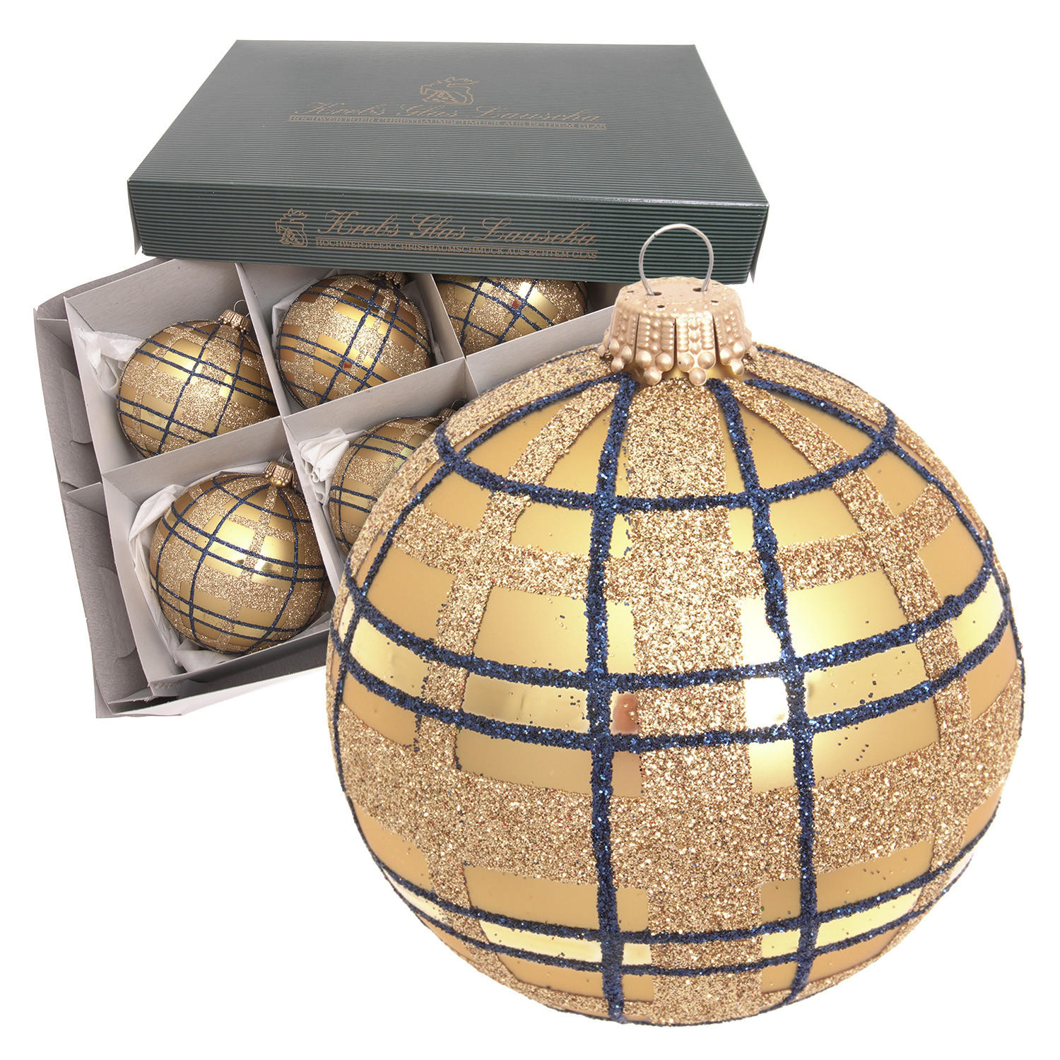 Krebs Glas Lauscha Christbaumkugeln Gold 8x8x8 cm