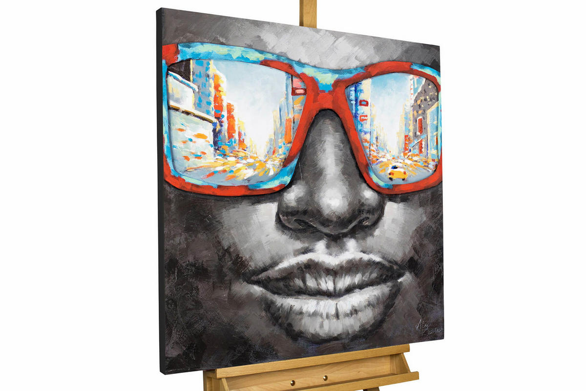 ACRYLBILD HANDGEMALT 80/80 cm - Grau, Holz/Textil (80/80cm) - KUNSTLOFT