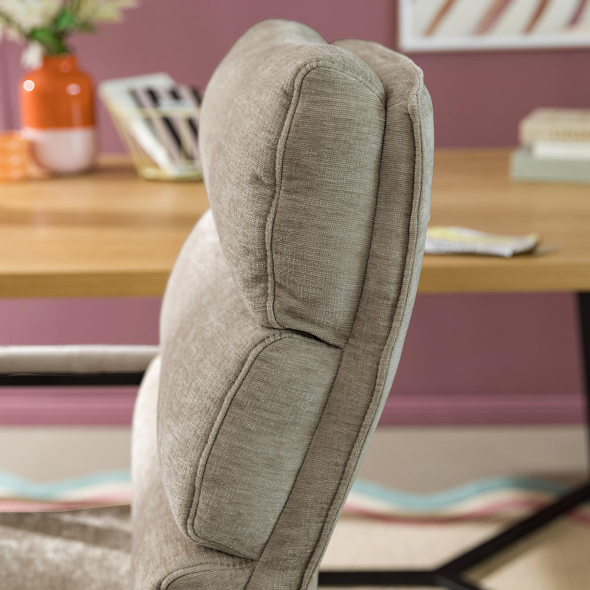BÜRODREHSTUHL - Strukturstoff / Eisen - Taupe/Schwarz, Textil/Metall (61/110/73cm) - home24