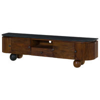 TV-BOARD Mango 200x40x50 dunkelbraun lackiert / Marmor schwarz FLORENZ #201 - Dunkelbraun, Holz (200/50/40cm) - Massivmoebel24