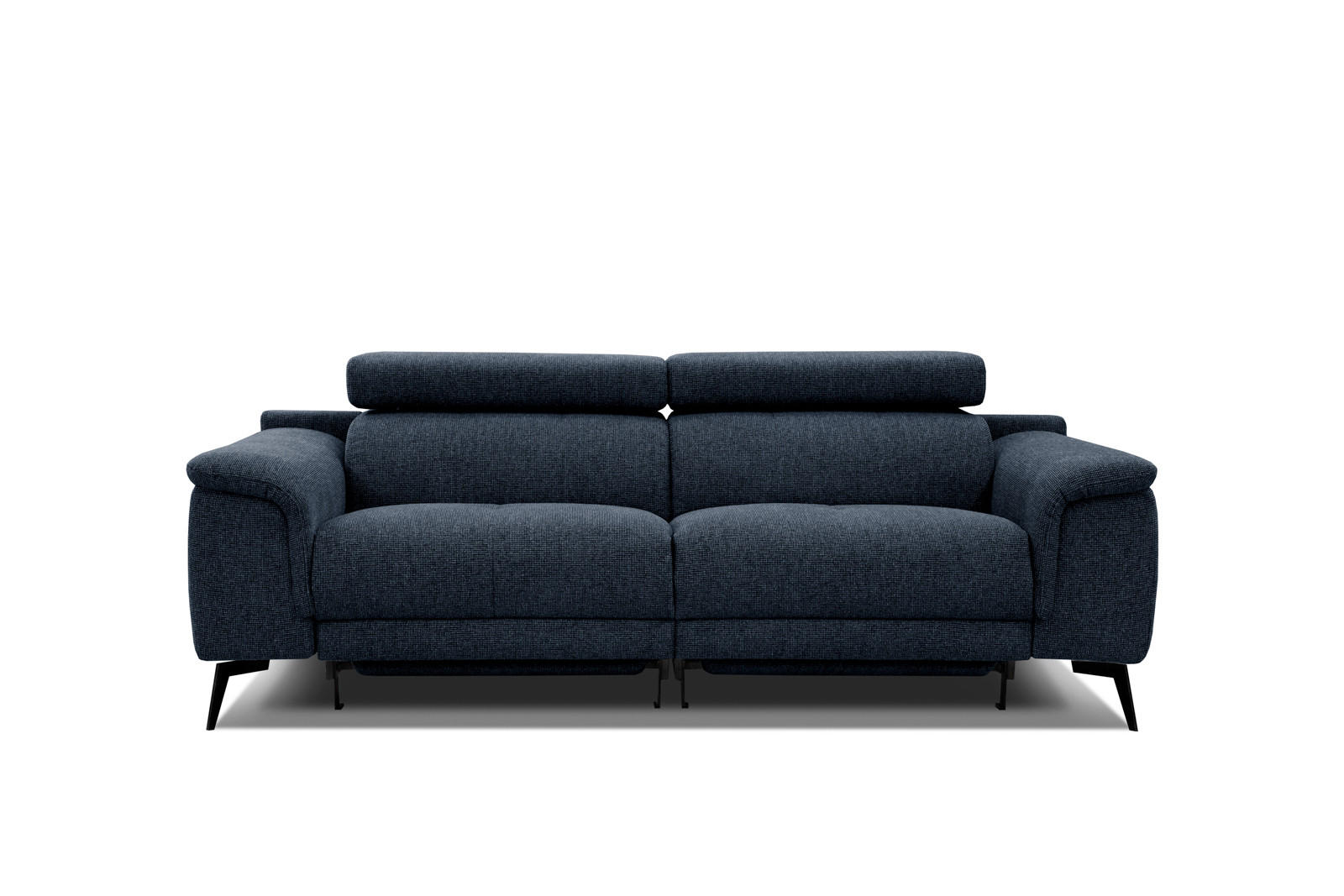 RELAXSOFA FIERO 3-Sitzer mit 2 Relaxfunktionen, dunkelblau - Schwarz/Dunkelblau, Holzwerkstoff/Textil (212/82/103cm) - Courtois Laville