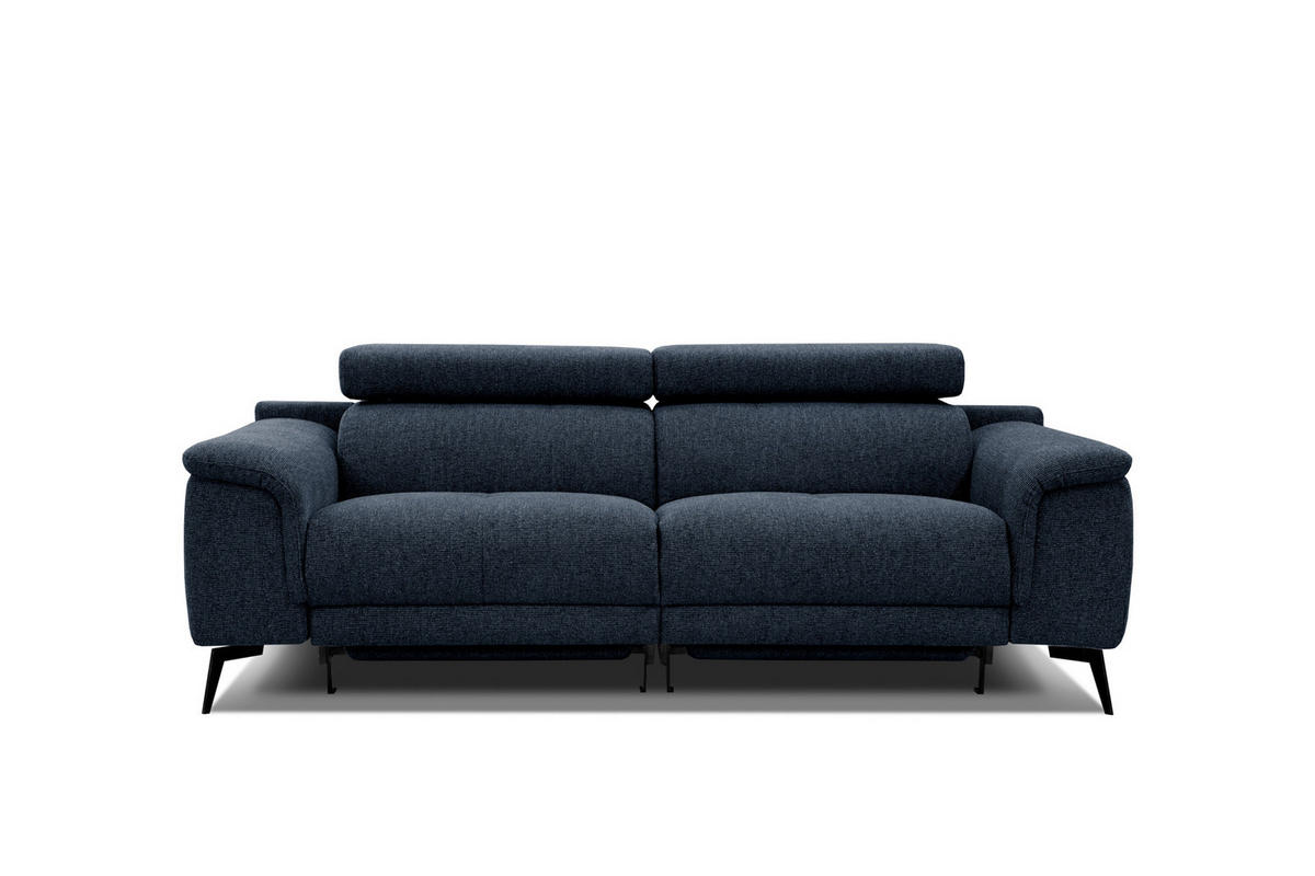 RELAXSOFA FIERO 3-Sitzer mit 2 Relaxfunktionen, dunkelblau - Schwarz/Dunkelblau, Holzwerkstoff/Textil (212/82/103cm) - Courtois Laville