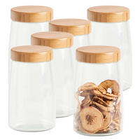 VORRATSGLAS 6 Stück mit Bambusdeckel - Ø 12,5 x 20,5 cm - Transparent, Glas (12.5/20.5/12.5cm) - Zeller Present