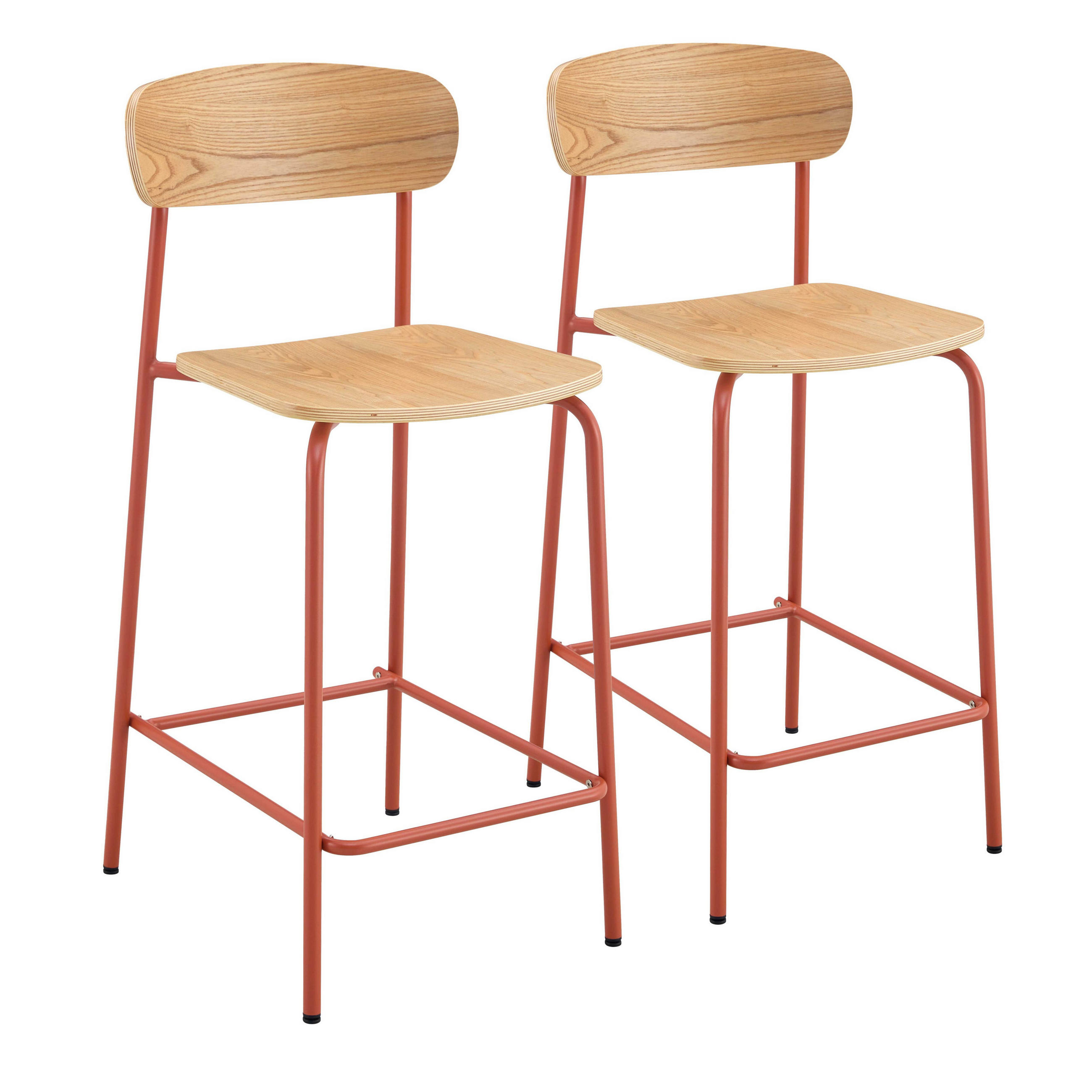 BARSTUHL 2-tlg., Orange - Orange, Metall (42/96/50cm) - Oviala
