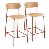 BARSTUHL 2-tlg., Orange - Orange, Metall (42/96/50cm) - Oviala